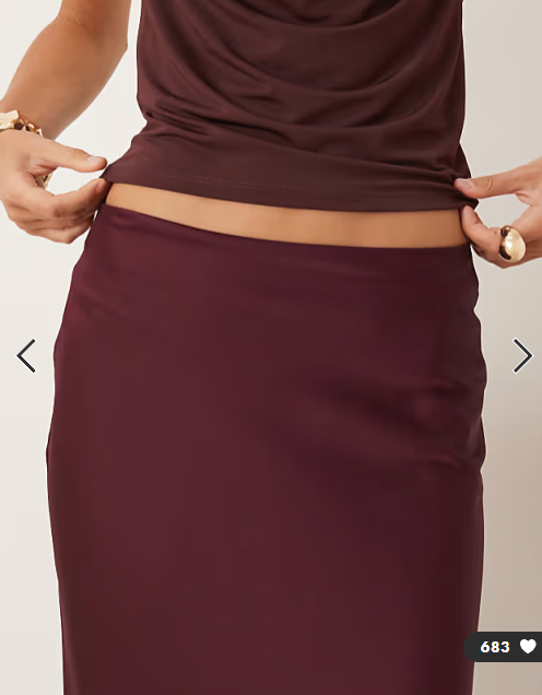 VILA satin maxi skirt in burgundy