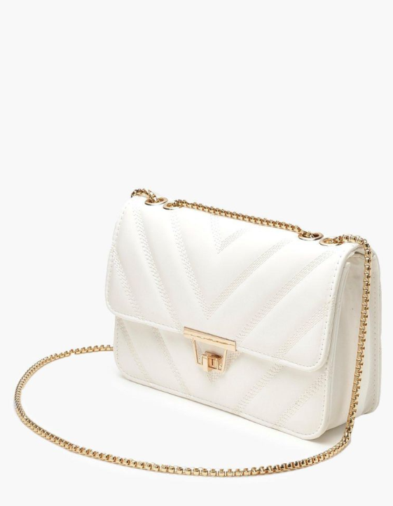 Boohoo Quilted Faux Letaher Cross Body Bag