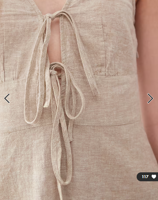 Monki linen mini dress with tie front detail in white exclusive to ASOS