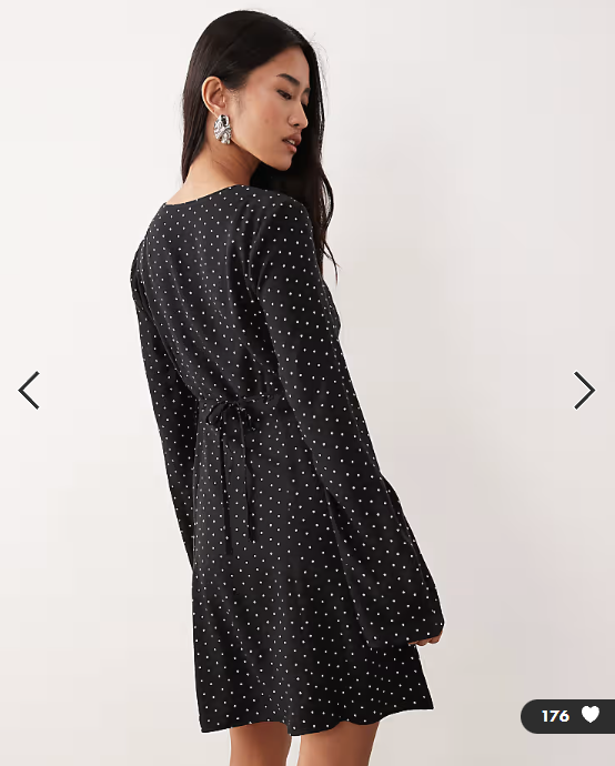 Nobody's Child Olivia lace square neck mini dress in black polka dot