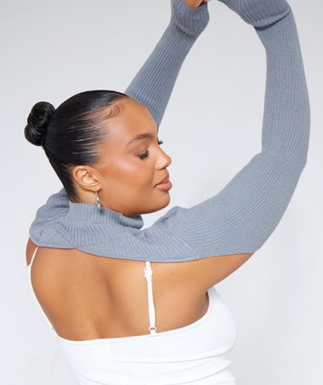 Plt - Plus Charcoal Knitted Ribbed Sleeves