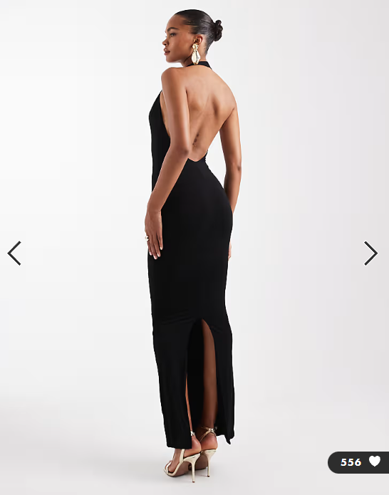 Wanderdoll Phe sculpting second skin halterneck plunge bodycon maxi dress in black