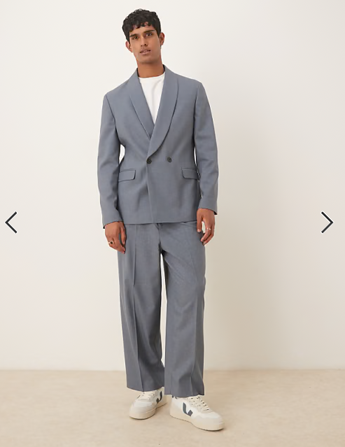 ASOS DESIGN double breasted shawl regular suit jacket in blue