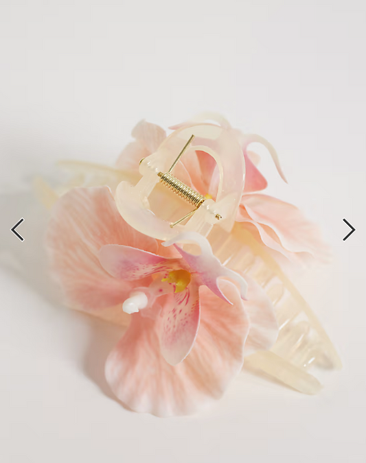 Pieces 3d floral hair claw in cherry blossom pink
