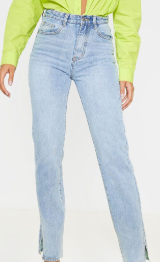 Light Wash Split Hem Jeans