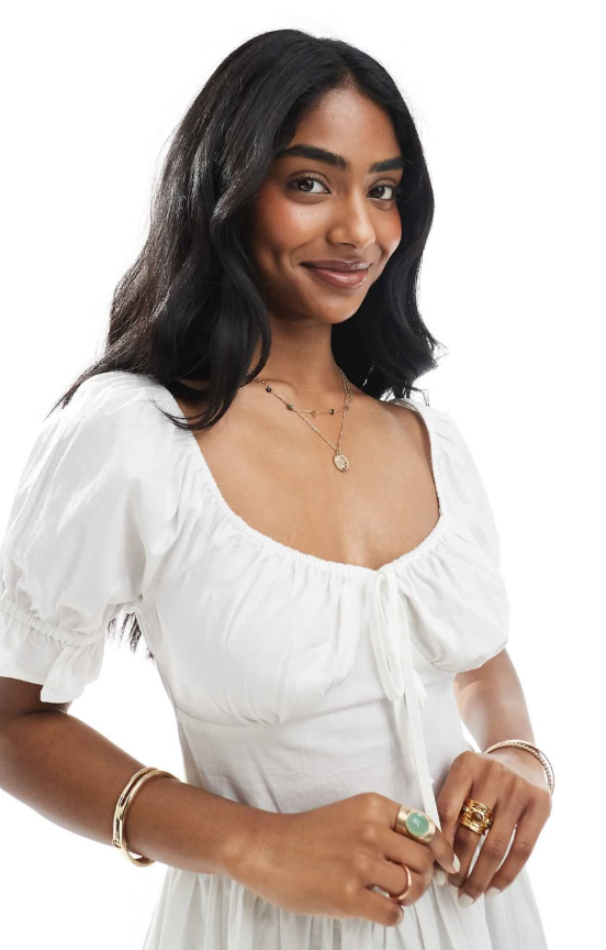 Weednesday Girl - puff sleeve mini dress in white