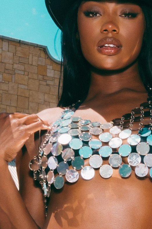 Silver Sequin Body Chain Top