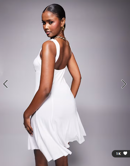 ASOS DESIGN square neck mini dress in white