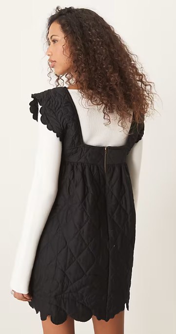 ASOS DESIGN quilted smock mini dress in black