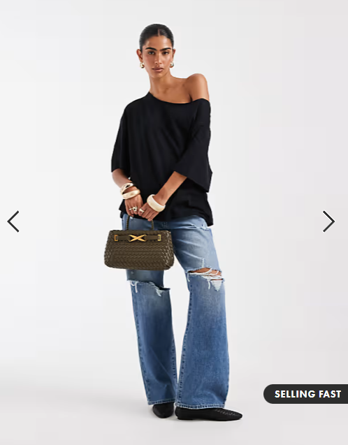 ASOS DESIGN slouchy off-shoulder oversized tee in black