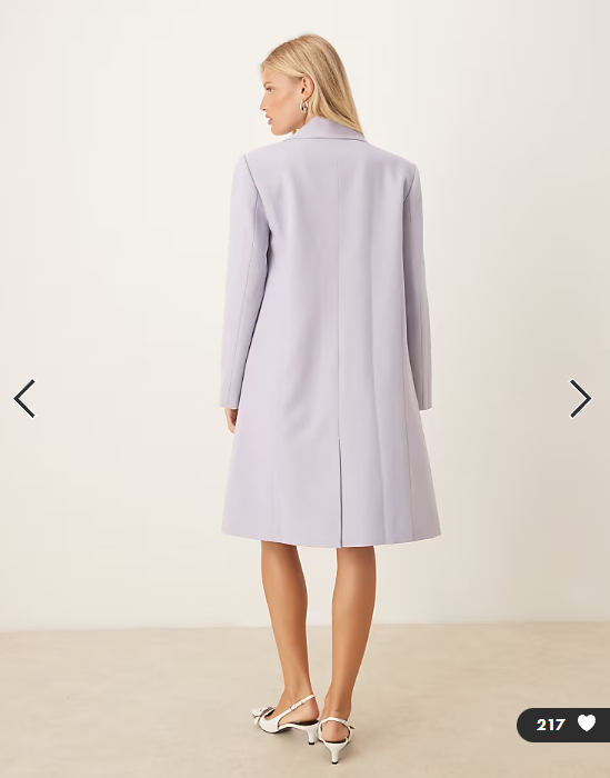 ASOS DESIGN tailored longline blazer co-ord in lilac