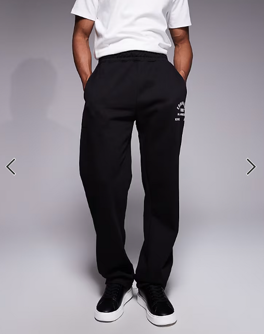 Courtside co-ord straight leg joggers in black with collegiate print
