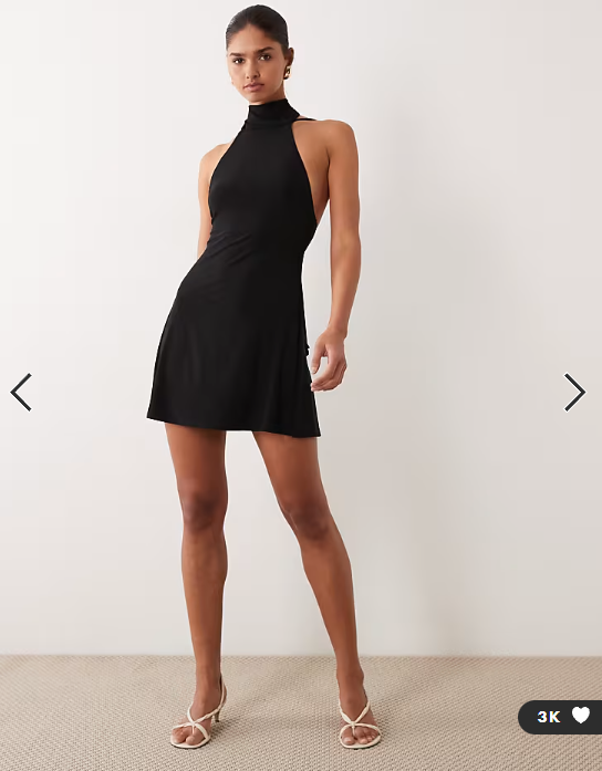 ASOS DESIGN backless flippy mini dress with scarf detail in black