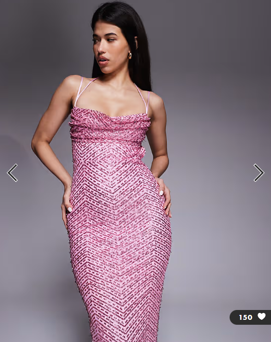 Oh Polly glitter embellished cowl neck cut out back maxi dress in pink