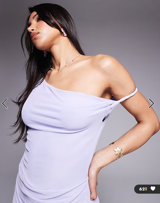 ASOS DESIGN mesh twisted shoulder mini dress with softline skirt in pastel lilac