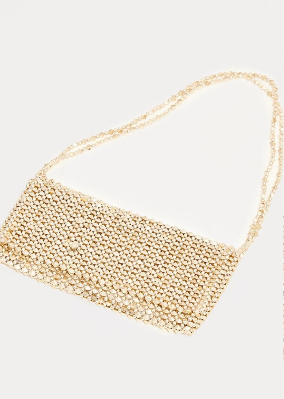 Gold Beaded Shoulder Bag