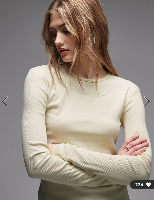 & Other Stories long sleeved ribbed top in light lemon