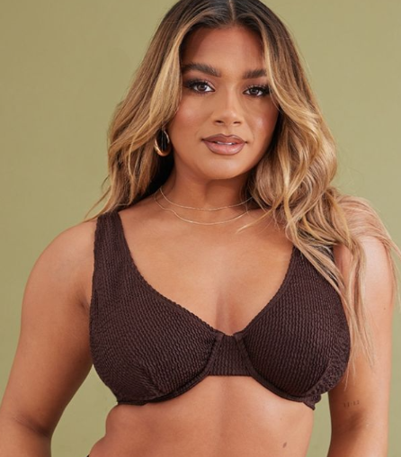 Chocolate Mix & Match Crinkle Fuller Bust Underwired Bikini Top