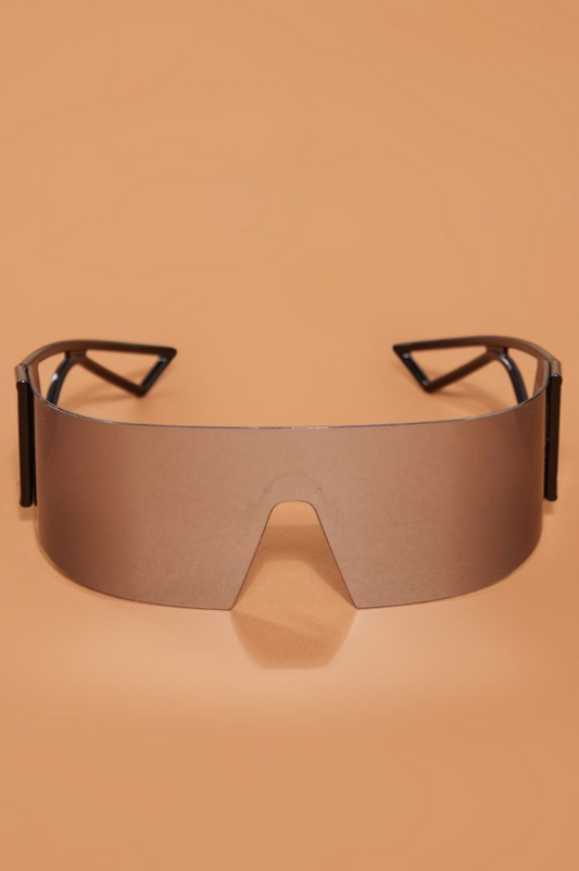 Silver Mirrored Wrap Round Visor Sunglasses