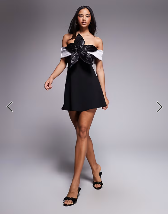 ASOS DESIGN 3D floral structured mini dress in mono in scuba-style fabric