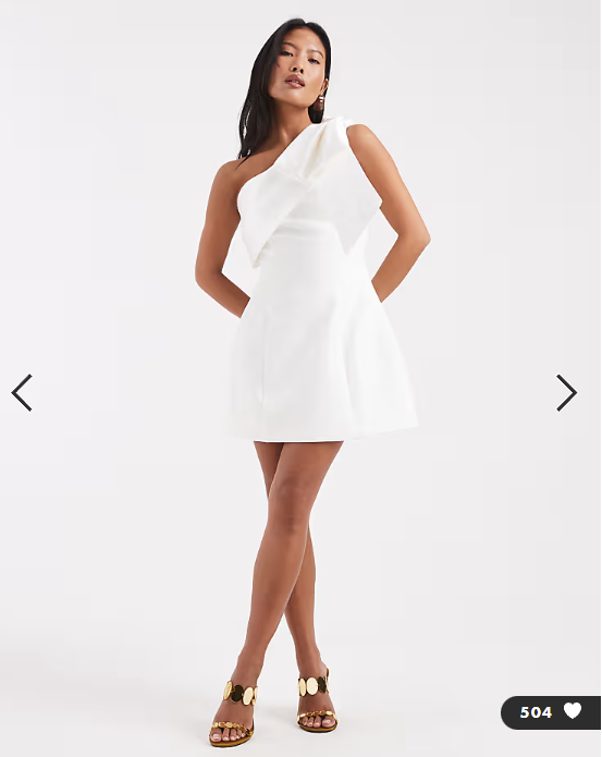 Forever New Petite Bridal exaggerated one shoulder bow structured mini dress in white