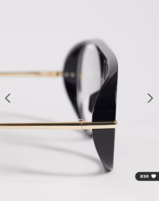 Kaiia exclusive oversized clear lens aviator glasses in black and gold