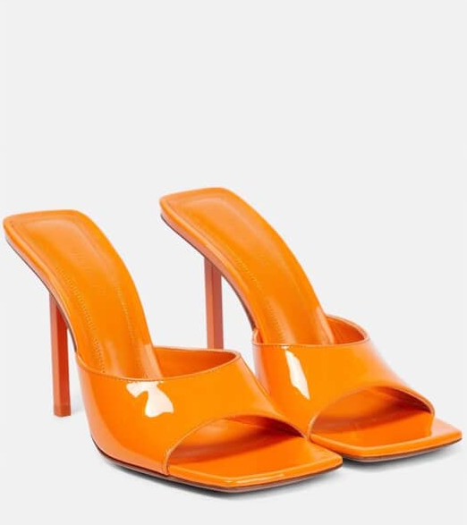 Orange Leather Mules