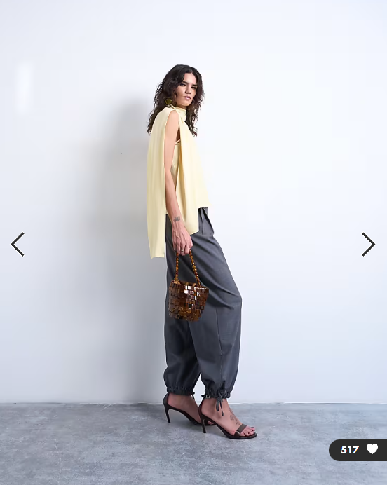 Topshop scarf detail satin top in buttermilk