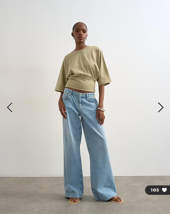 Topshop ruched cinch waist long sleeve top in light khaki