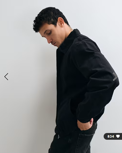 ASOS DESIGN cotton harrington jacket in black