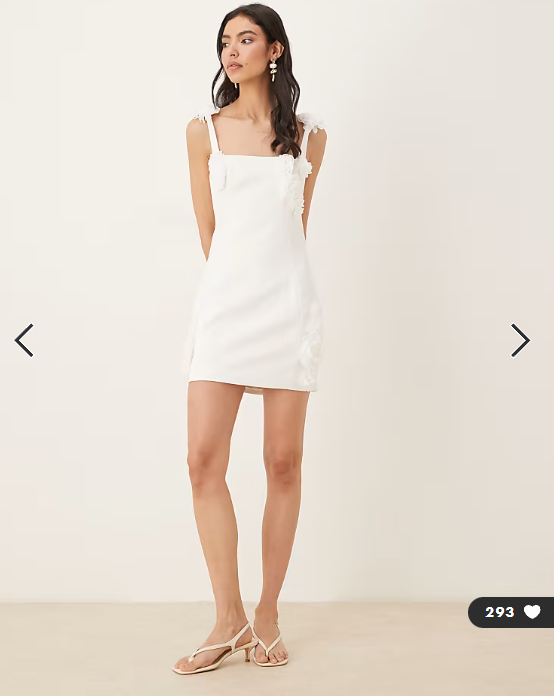 JW PEI square neck corsage applique tailored mini dress in white
