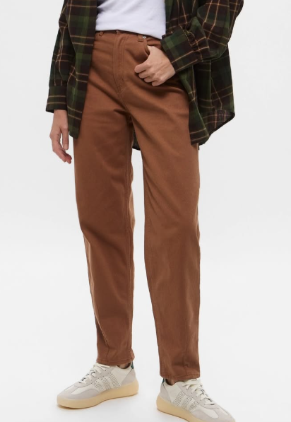 H&M - High Waist Loose Mom Fit Jeans - Brown