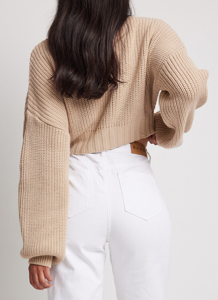 Cropped Cable Knit Sweater