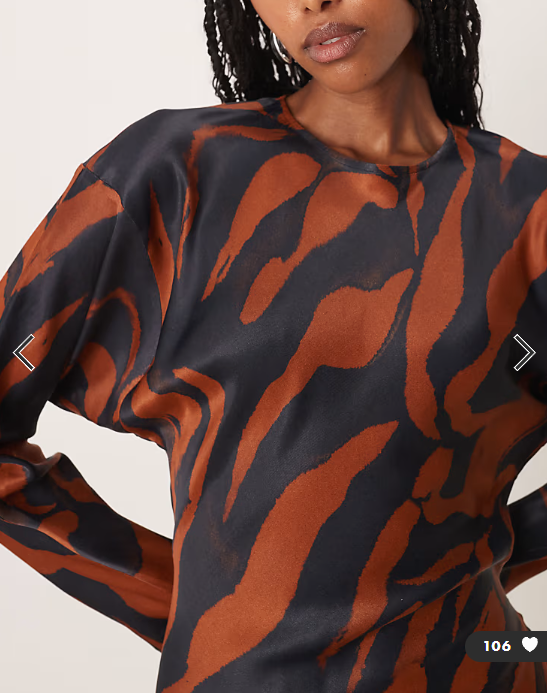 ASOS DESIGN balloon sleeve crew neck satin slip maxi dress in animal print