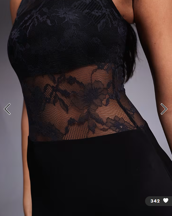 Kaiia exclusive slinky lace sheer lace panel detail sleeveless maxi dress in black