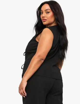 boohoo Plus Tie Front Sleeveless Top