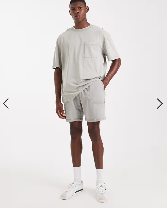 ONLY & SONS sweat short co-ord in washed light grey