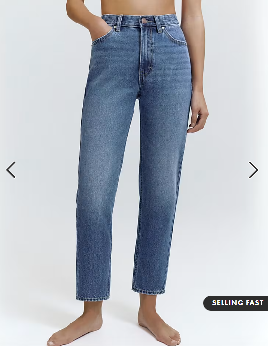Pull&Bear Petite high-waist mom fit jeans in dark blue