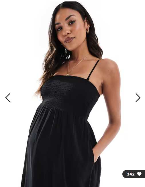 Vero Moda Maternity Easy shirred cami ankle dress in black