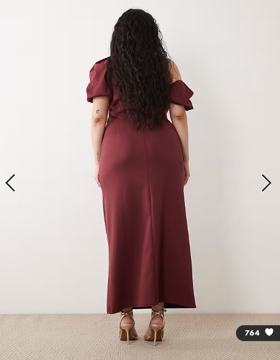 ASOS DESIGN Curve trim detail fallen shoulder puff sleeve midi dress in berry