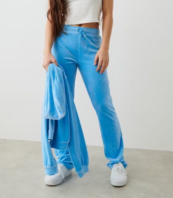 Y velour pants - Mid Blue