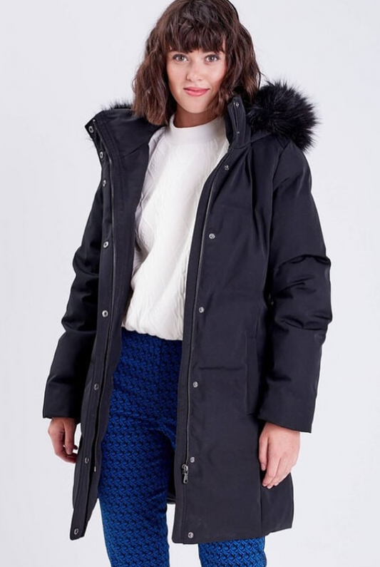 Cache Cache - Women’s black belted straight down jacket.