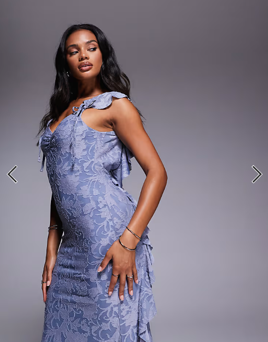 ASOS DESIGN ruffle cami strap maxi dress in blue