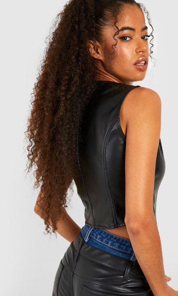 Boohoo Pu Waistcoat - black