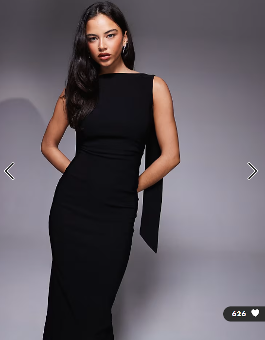 Vesper bengaline high neck low drape back detail maxi dress in black