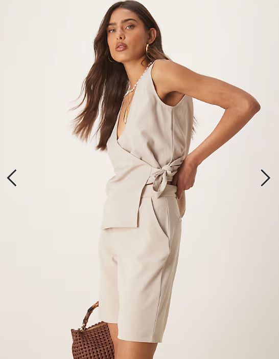 JDY longline tailored shorts in beige