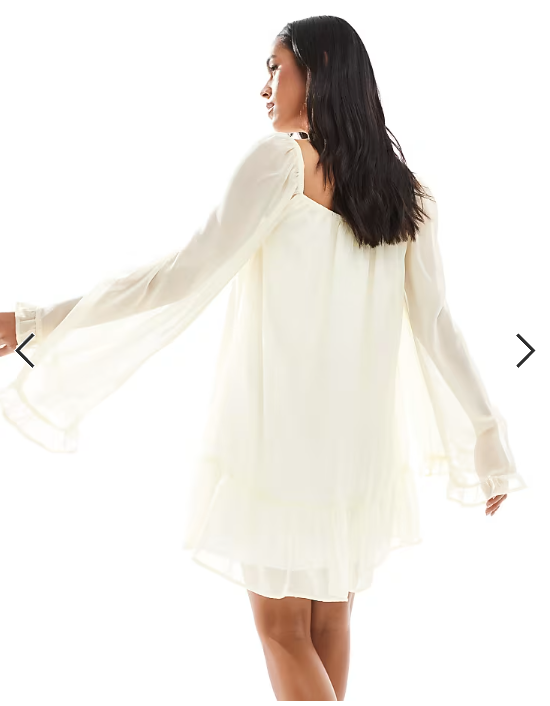 Miss Selfridge chiffon mini dress in buttermilk