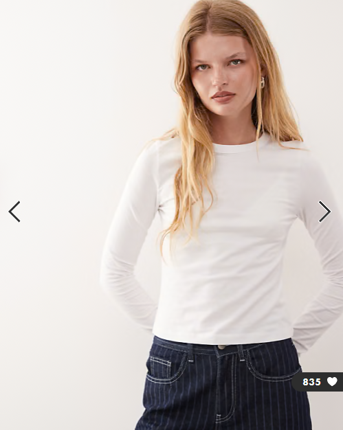 COLLUSION long sleeve fitted T-shirt in white