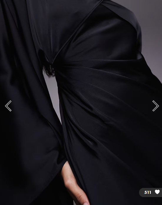 ASOS DESIGN wrap front batwing satin bias maxi dress in black