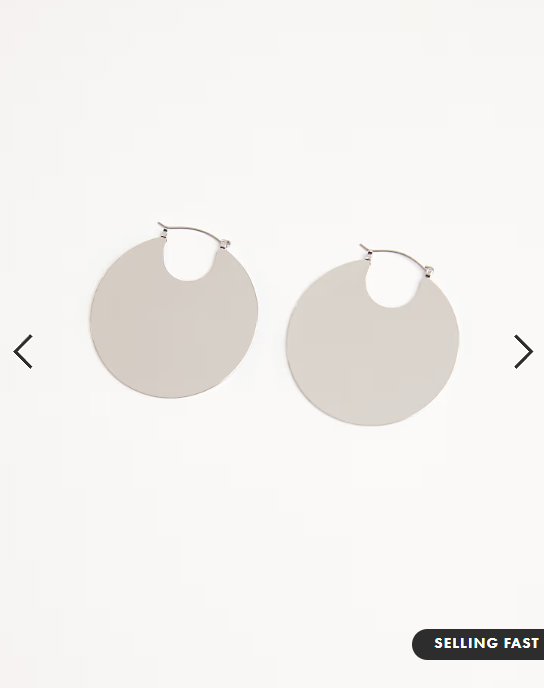 ASOS DESIGN hoop earrings with disc detail in silver tone